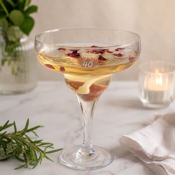 40th Birthday Engraved Cocktail Glass With Recipes And Stirrer, 4 of 11