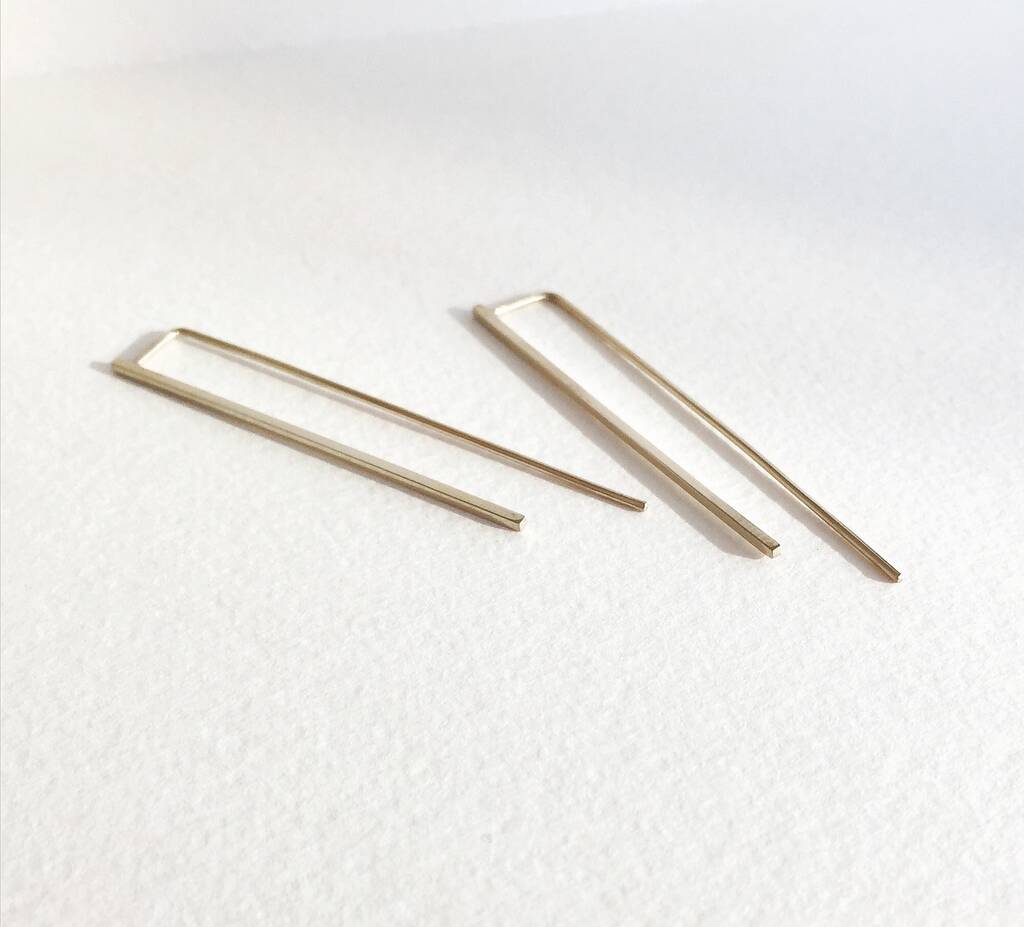 Recycled Gold Long Bar Threads By Minima Jewellery