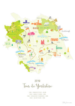 Tour De Yorkshire Cycling Route Map Print, 2 of 3