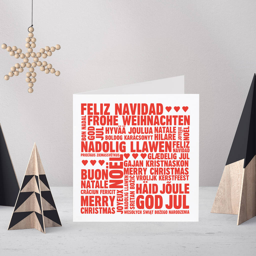 Multi Language Letterpress Christmas Card Or Pack, 1 of 2