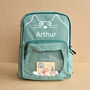 Personalised Kids Cat Green Backpack, thumbnail 2 of 5
