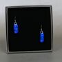 Sapphire Blue Fused Glass Drop Earrings, thumbnail 5 of 12