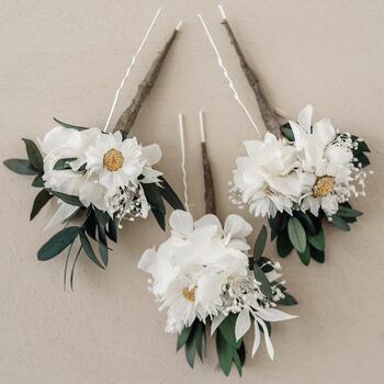 Juniper Preserved Flower Wedding Hair Pin Set, 2 of 2
