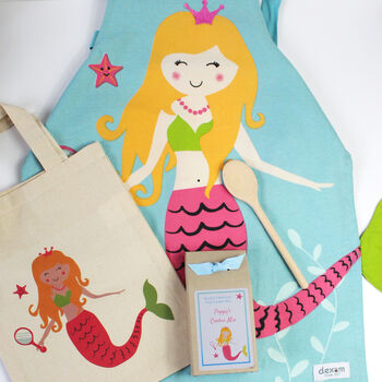 Personalised Kids Mermaid Baking Kit With Apron, 4 of 9
