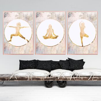 Yoga Gold Marble Wall Art Print Mothers Mum Gift, 3 of 6