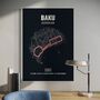 Baku F1 Track Print White F1 Gift, Father's Day Gifts, thumbnail 1 of 2