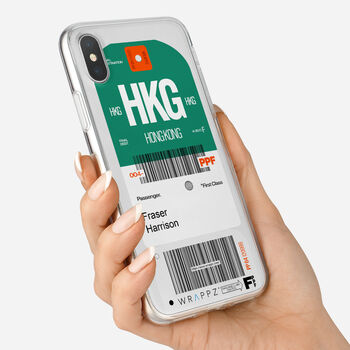 Personalised Hong Kong Ticket Design Clear Phone Case, 5 of 5