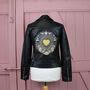 Gold Celestial Love Embroidered Bridal Leather Jacket, thumbnail 3 of 9