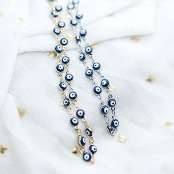 Blue Turkish Boho Evil Eye Adjustable Choker Necklace, 2 of 8
