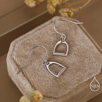 Sterling Silver Equestrian Stirrup Drop Earrings, 4 of 11
