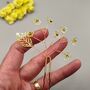 Yellow Flower Hair Pin Set Of Two, thumbnail 6 of 9