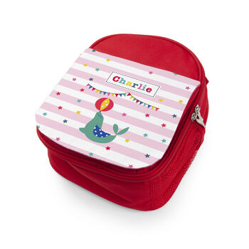 Personalised Circus Themed Red Lunch Bag, 10 of 10