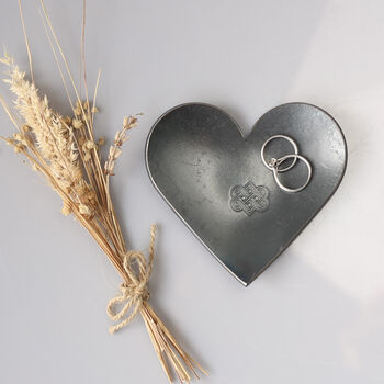 11th Anniversary Gift, Mini Decorative Steel Heart Dish With Smooth Metallic Finish, 3 of 7