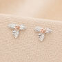 Sterling Silver And Rose Gold Holly Flower Stud Earrings – 8mm, thumbnail 1 of 5