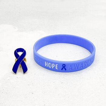 Blue Awareness Ribbon Bracelet Wristband, 6 of 9