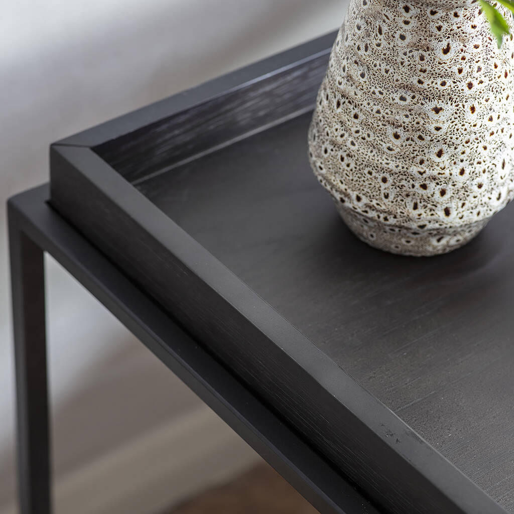 Square Black Tray Side Table By Primrose & Plum
