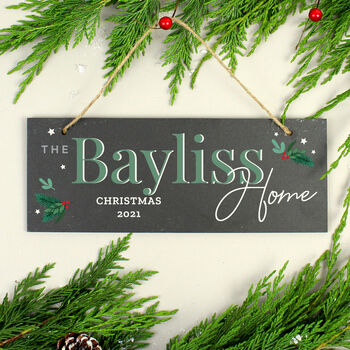 Personalised Family Christmas Slate Hanging Sign, 2 of 2