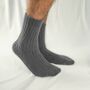 Ribbed Men's Bed Socks Grey, thumbnail 1 of 3