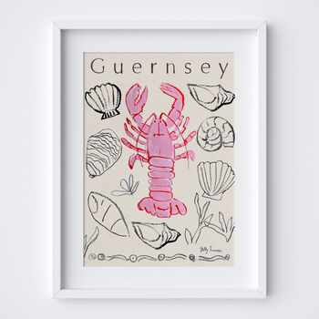 Guernsey Lobster And Shells, Channel Islands Travel Print, 4 of 4