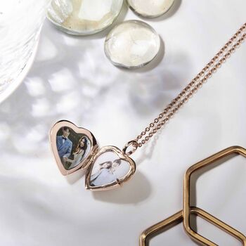 Personalised 18 K Rose Gold Plated Scroll Heart Locket, 4 of 12
