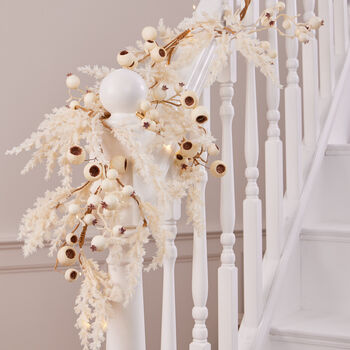Luxury Pre Lit Pampas Wreath And Garland Collection, 4 of 9