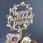 Personalised Floral Birthday Wooden Cake Topper, thumbnail 2 of 5
