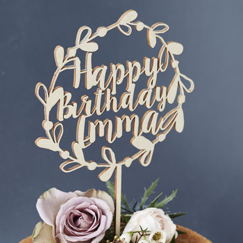 Personalised Floral Birthday Wooden Cake Topper, 2 of 5