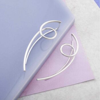Sterling Silver Loop Drop Earrings, 3 of 7