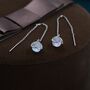 Sterling Silver Frosted Moonstone Planet Threader Earrings, thumbnail 1 of 12