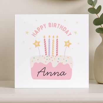 Personalised Birthday Cake Card For Daughter, Granddaughter, Goddaughter, 2 of 8