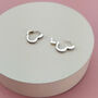 Silver Heart Huggie Earrings With Cubic Zirconia, thumbnail 5 of 7