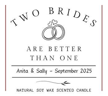 Two Brides Personalised Wedding Gift, Funny Same Sex Lesbian Candle, 7 of 10