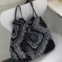 Black Paisley Lightweight Tote Bag With Long Handles, thumbnail 2 of 7