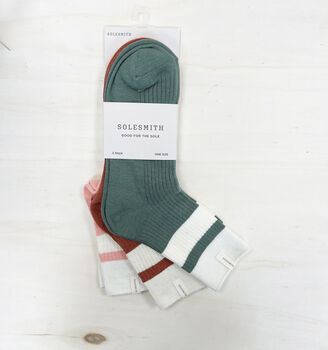 Pack Of Three Preppy Style Solesmith Socks, 2 of 10