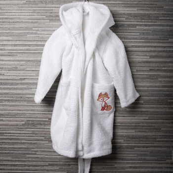 Toddler Hooded Bathrobe With Embroidered Fox, 2 of 3