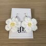 Handmade Crochet White Daisy Earrings: Surgical Steel, thumbnail 4 of 12