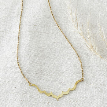 Fair Trade Handmade Minimalist Brass Clavicle Necklace, 3 of 11