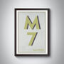 M7 Manchester Typography Postcode Print, thumbnail 1 of 10