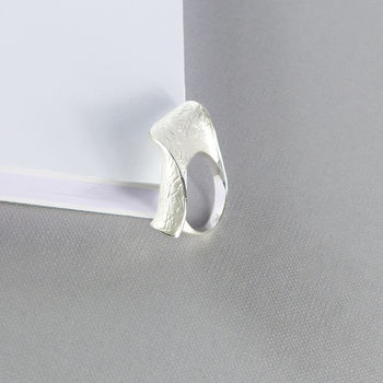 Silver Plated Wave Statement Ring, 4 of 5