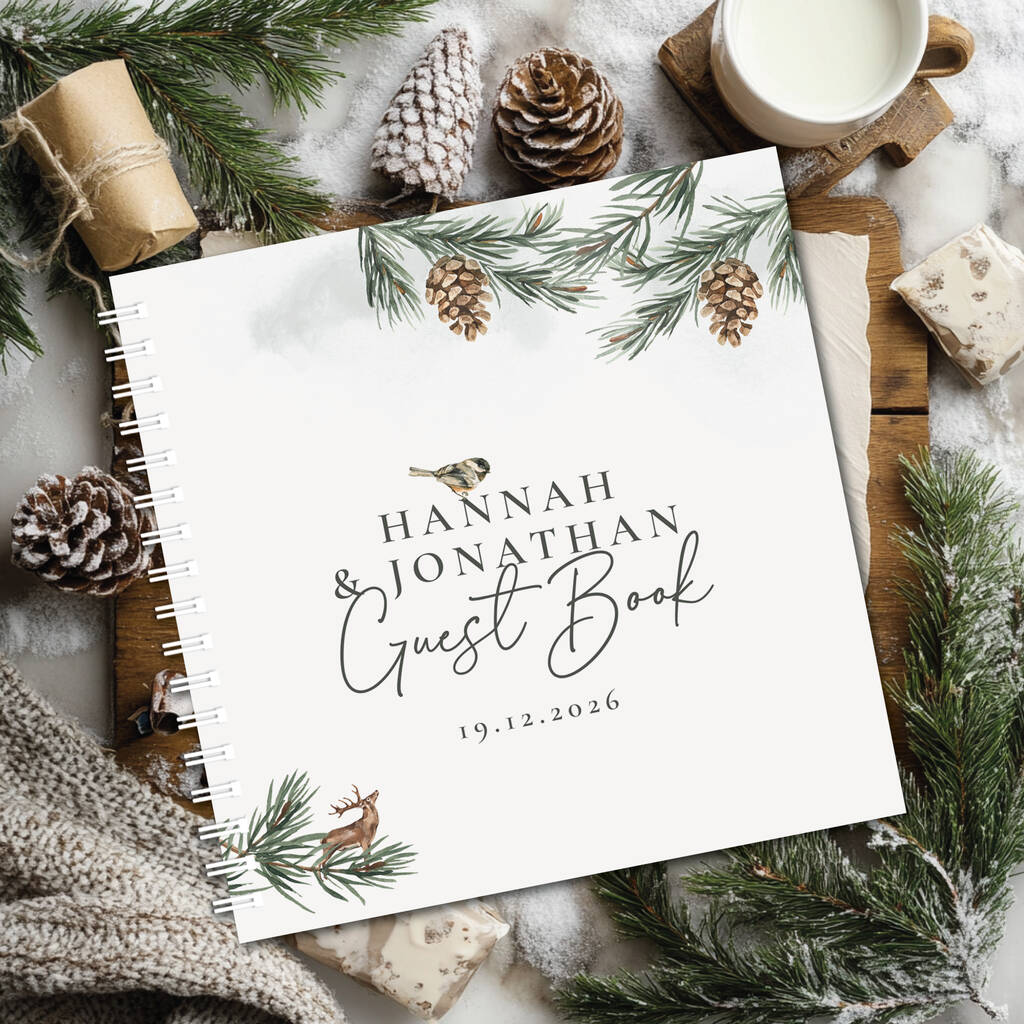 Christmas Pine Cone Wedding Guestbook, 1 of 1