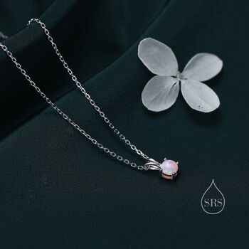 Tiny Pink Opal Pendant Necklace In Sterling Silver, 3 of 11