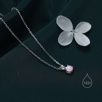 Tiny Pink Opal Pendant Necklace In Sterling Silver, 3 of 12