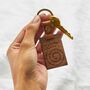 Personalised Spiral Message Wooden Keyring, thumbnail 1 of 5