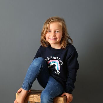'Be Kind To Each Other' Rainbow Children's Sweatshirt, 3 of 10