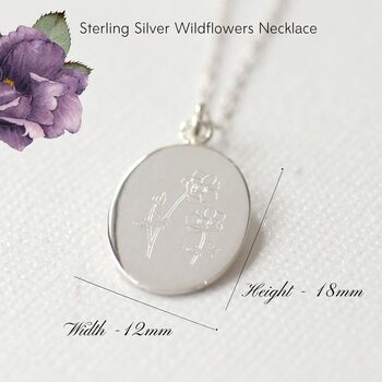 Wildflowers Engraved Personalised Silver Necklace, 5 of 12