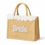 Bride Jute Pom Pom Tote Bag, thumbnail 2 of 3