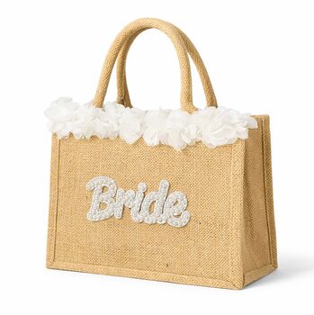Bride Jute Pom Pom Tote Bag, 2 of 3