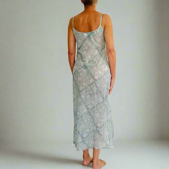 Long Slip Nightie In Aqua Paisley Print, 4 of 4