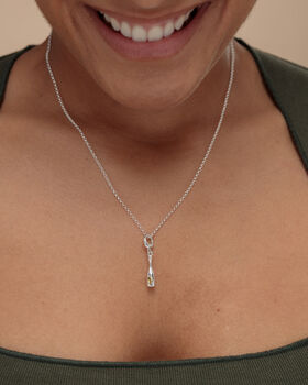 Sterling Silver Champagne Bottle Charm Necklace, 3 of 6