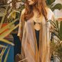 Gold Mix Viscose Metallic Kimono Beach Coverup, thumbnail 1 of 4